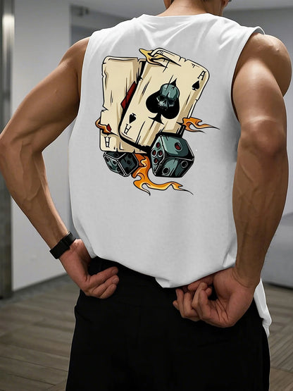 Men’s Dice &amp; Poker Print Sleeveless Tank Top