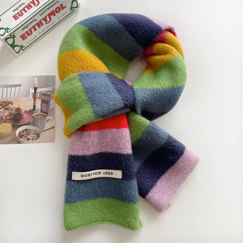 Rainbow Stripes Mohair Scarf