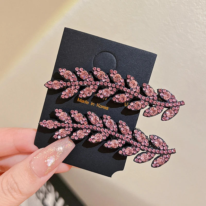 Elegant Rhinestone Sparkling Wheat Hair Clips for Women