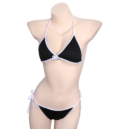 Contrast Binding Triangle Bikini Swimsuit