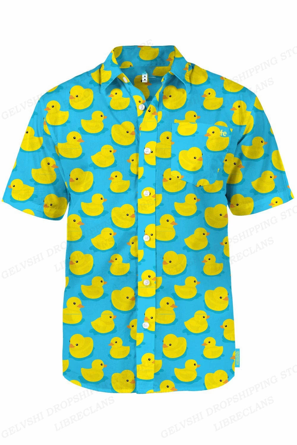 Duck 3D Print Casual Lapel Shirt | Unisex Beach Vacation Short Sleeve Blouse