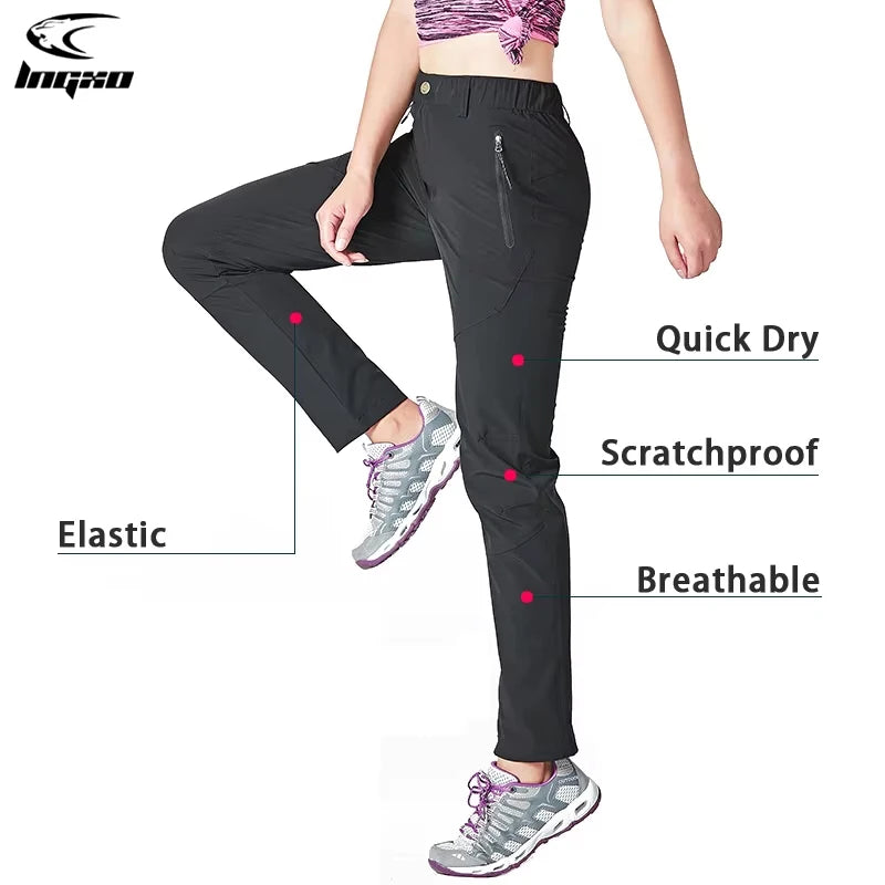 LNGXO Women Hiking Pants Summer Quick Dry Outdoor Camping Climbing Trekking Pants Women Waterproof Mountain Trousers Ripstop