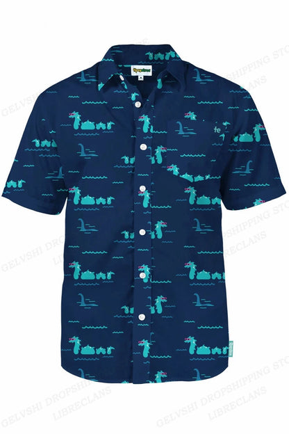 Duck 3D Print Casual Lapel Shirt | Unisex Beach Vacation Short Sleeve Blouse