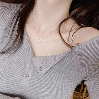 Korean Fashion Heart Shaped Zircon Necklace