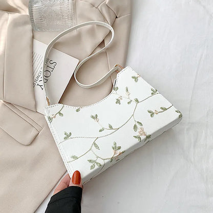 Summer Floral Lace Stitching PU Leather Shoulder Bag
