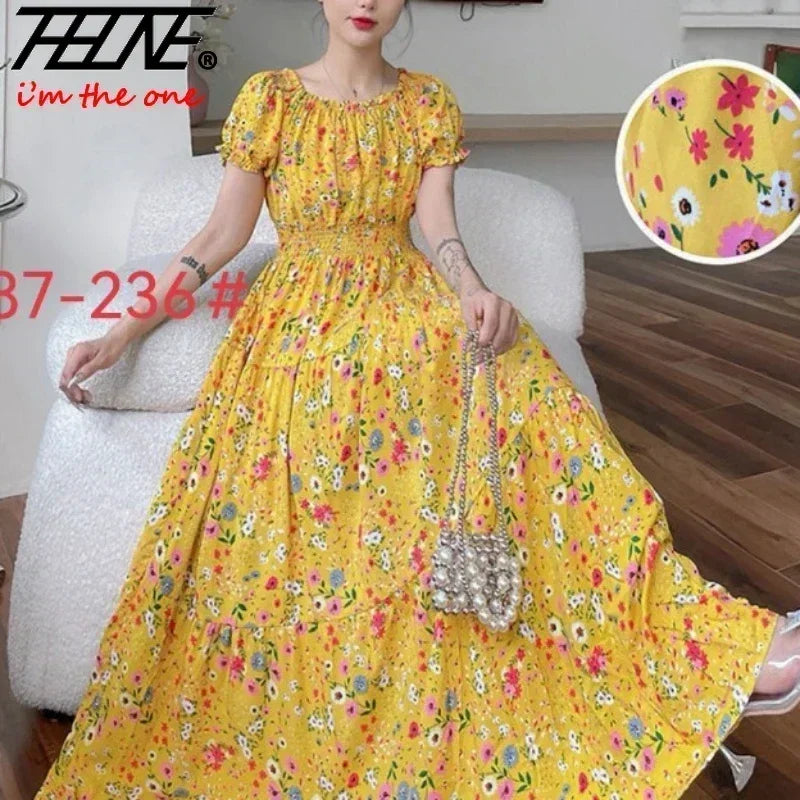 THHONE Bohemian Floral Maxi Long Dress