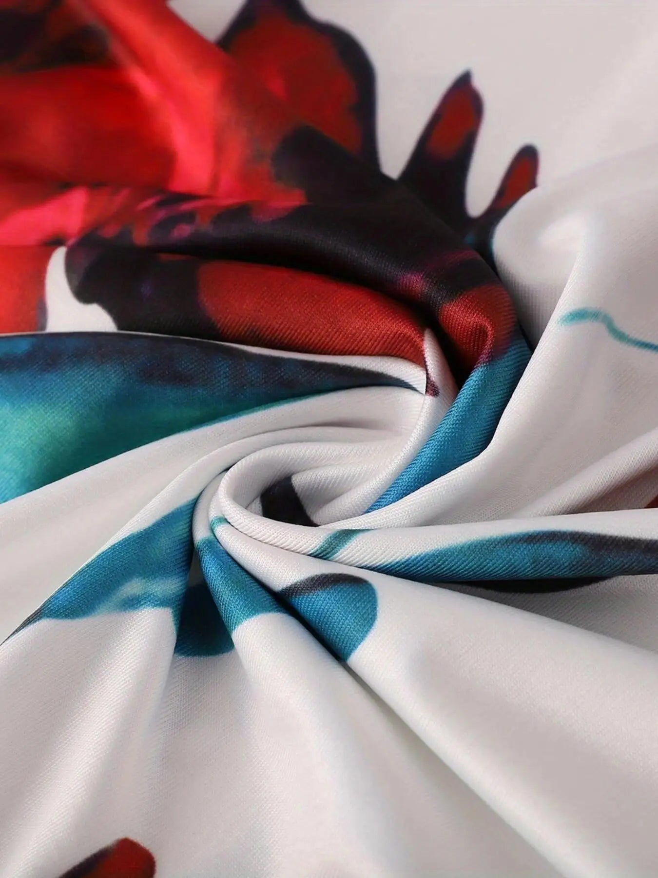 European and American Style Flower Print Dress
