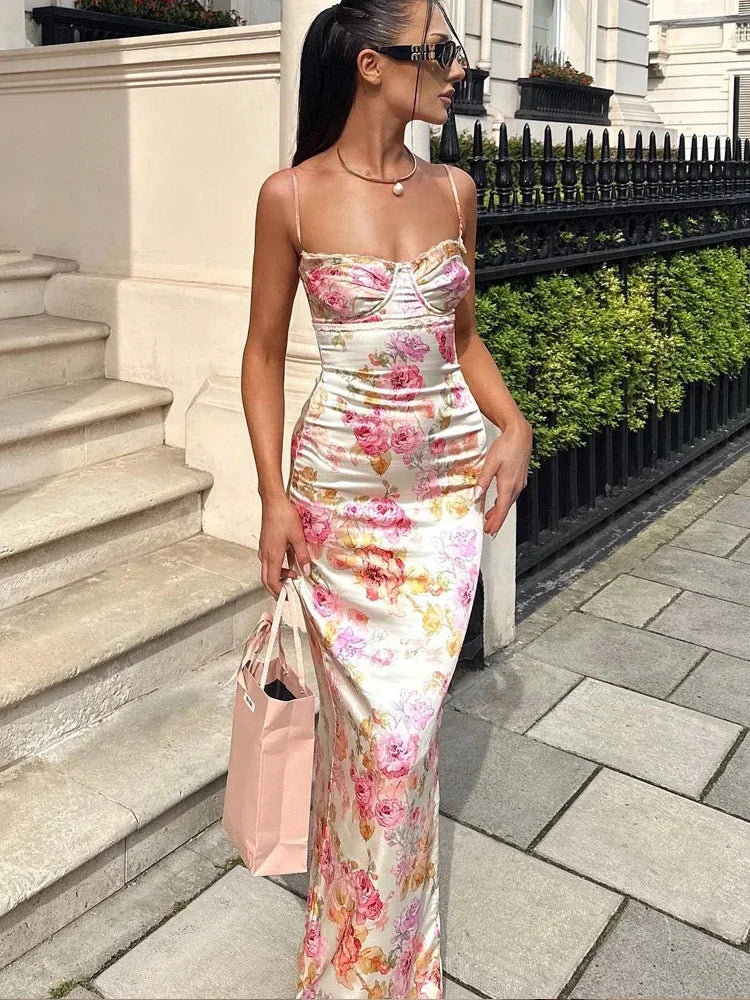 Suninheart Summer Floral Print Maxi Dress