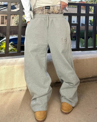 Double Waist Embroidered Sweatpants