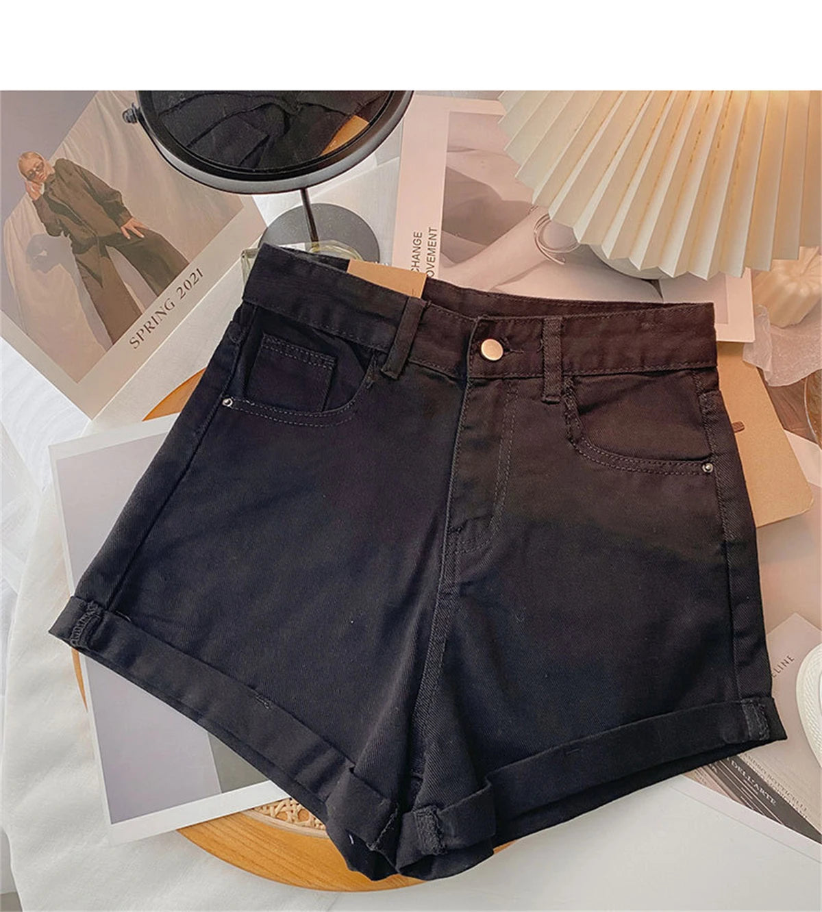 High Waist Wide Leg Short Jeans Women&