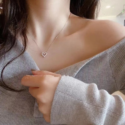 Korean Fashion Heart Shaped Zircon Necklace
