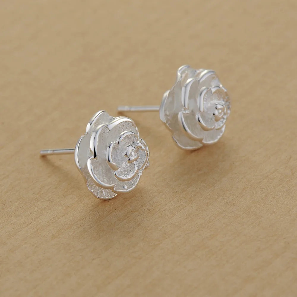 Sterling Silver Heart Stud Earrings for Women