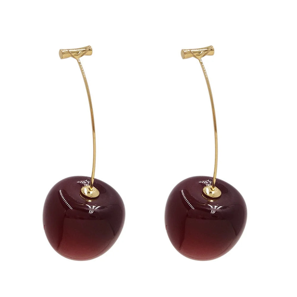 Trendy Acrylic Cherry Drop Earrings