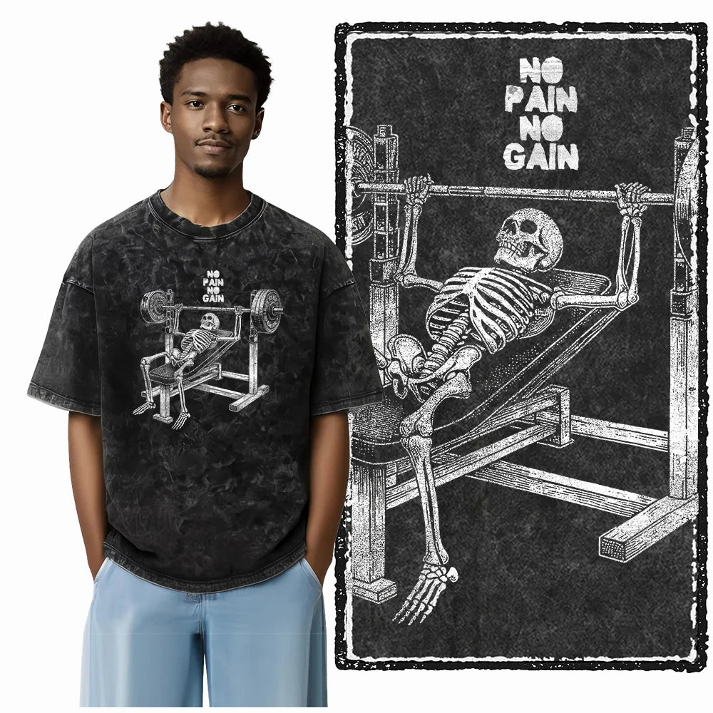 Bodybuilding Acid-Washed Graphic T-Shirt | Vintage Streetwear Unisex Tee