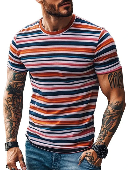 Men’s Stripe 3D Print Quick-Dry T-Shirt