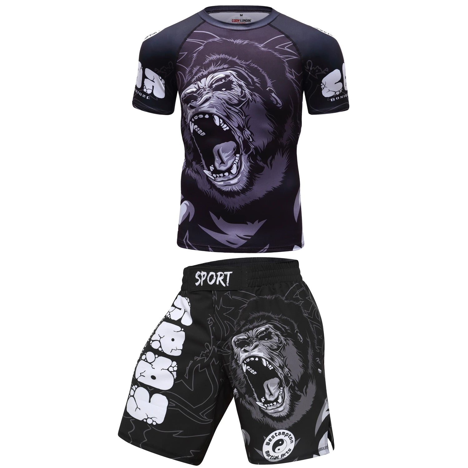 Two-Piece Sportswear Set – Rashguard &amp; MMA Shorts