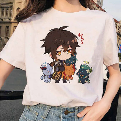 Women’s Genshin Impact Zhong Li T-Shirt | Cartoon Streetwear Tee