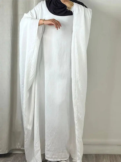Summer Soft Crepe Linen Khimar Butterfly Batwing Abaya