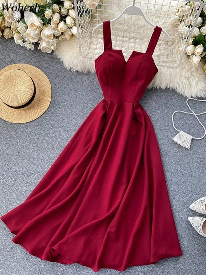 Summer V-Neck Spaghetti Strap Maxi Dress for Women