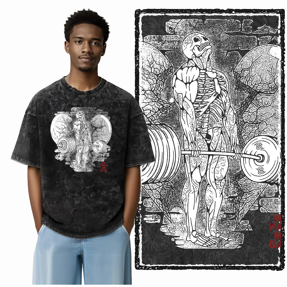 Bodybuilding Acid-Washed Graphic T-Shirt | Vintage Streetwear Unisex Tee