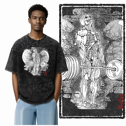 Bodybuilding Acid-Washed Graphic T-Shirt | Vintage Streetwear Unisex Tee