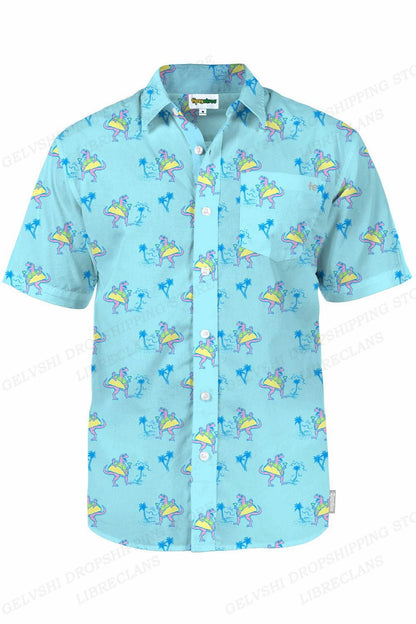 Duck 3D Print Casual Lapel Shirt | Unisex Beach Vacation Short Sleeve Blouse