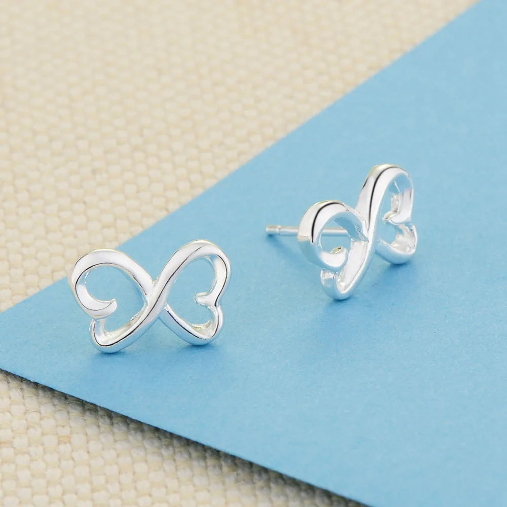 Sterling Silver Heart Stud Earrings for Women