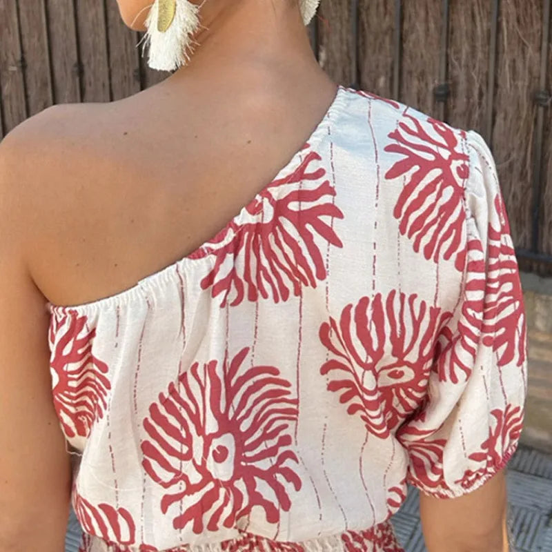 One Shoulder Print Dress for Women