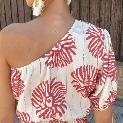 One Shoulder Print Dress for Women
