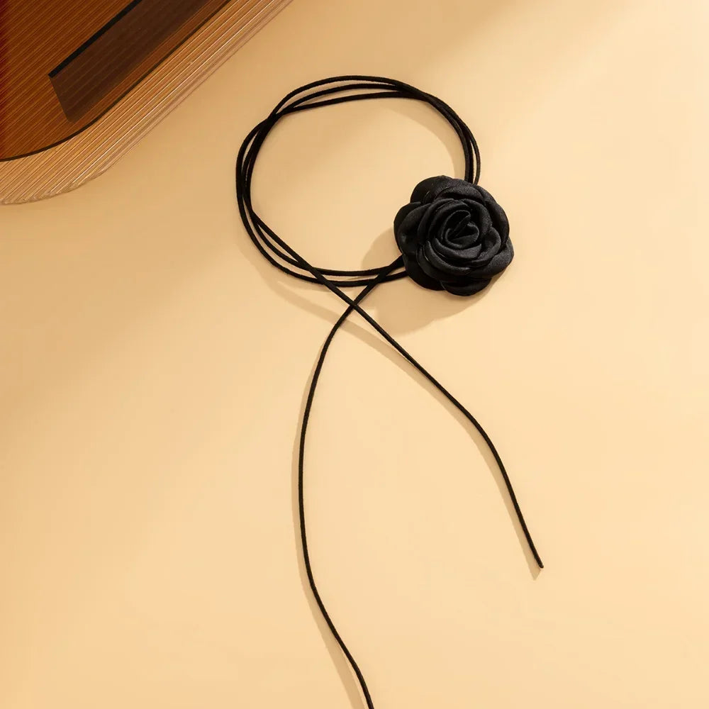 Romantic Gothic Big Rose Flower Necklace for Women