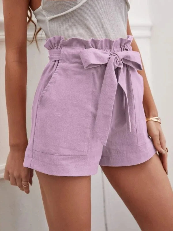 Women’s Summer Linen-Look Casual Shorts | High Waist, Wide Leg, Loose Fit