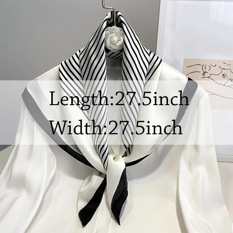 Striped Imitation Silk Scarf for Women