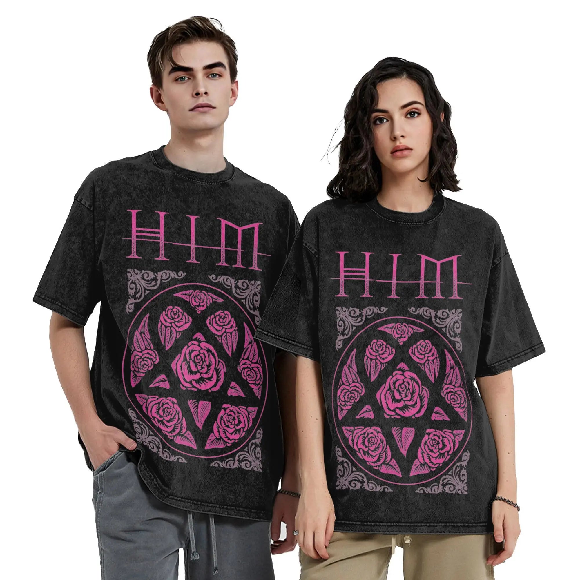 HIM Band Ville Valo Heartagram Summer T-Shirt | Y2K Funny Casual Tee