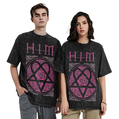 HIM Band Ville Valo Heartagram Summer T-Shirt | Y2K Funny Casual Tee