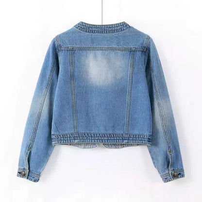 5XL New Quarter sleeved O neck Denim Jacket For women&