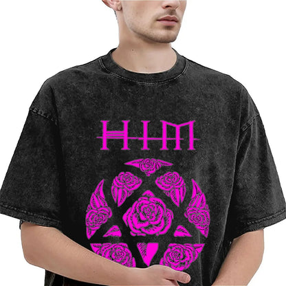 Oversized Washed Heartagram T-Shirt | Ville Valo / HIM Inspired Tee