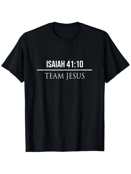 Isaiah 41:10 Team Jesus T-Shirt | Men’s Black Cotton Short Sleeve Christian Graphic Tee