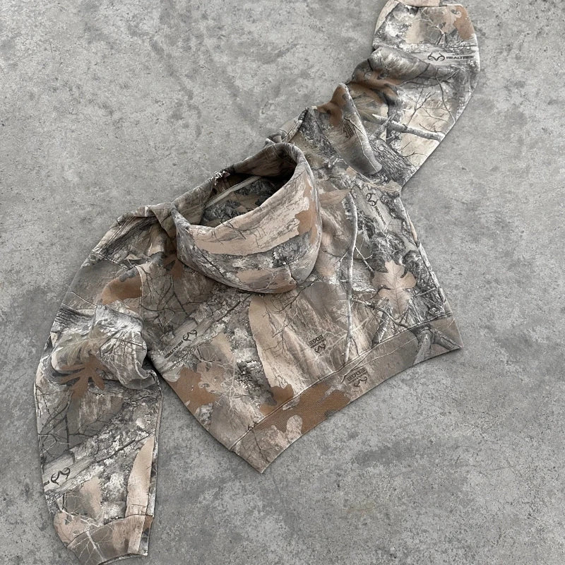 Retro Camouflage Hoodie for Women – Streetwear Style