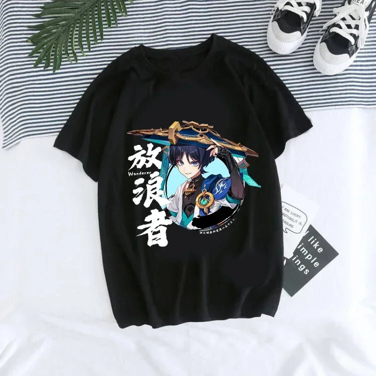 Genshin Impact Kawaii Graphic T-Shirt | Harajuku Anime Tee for Women
