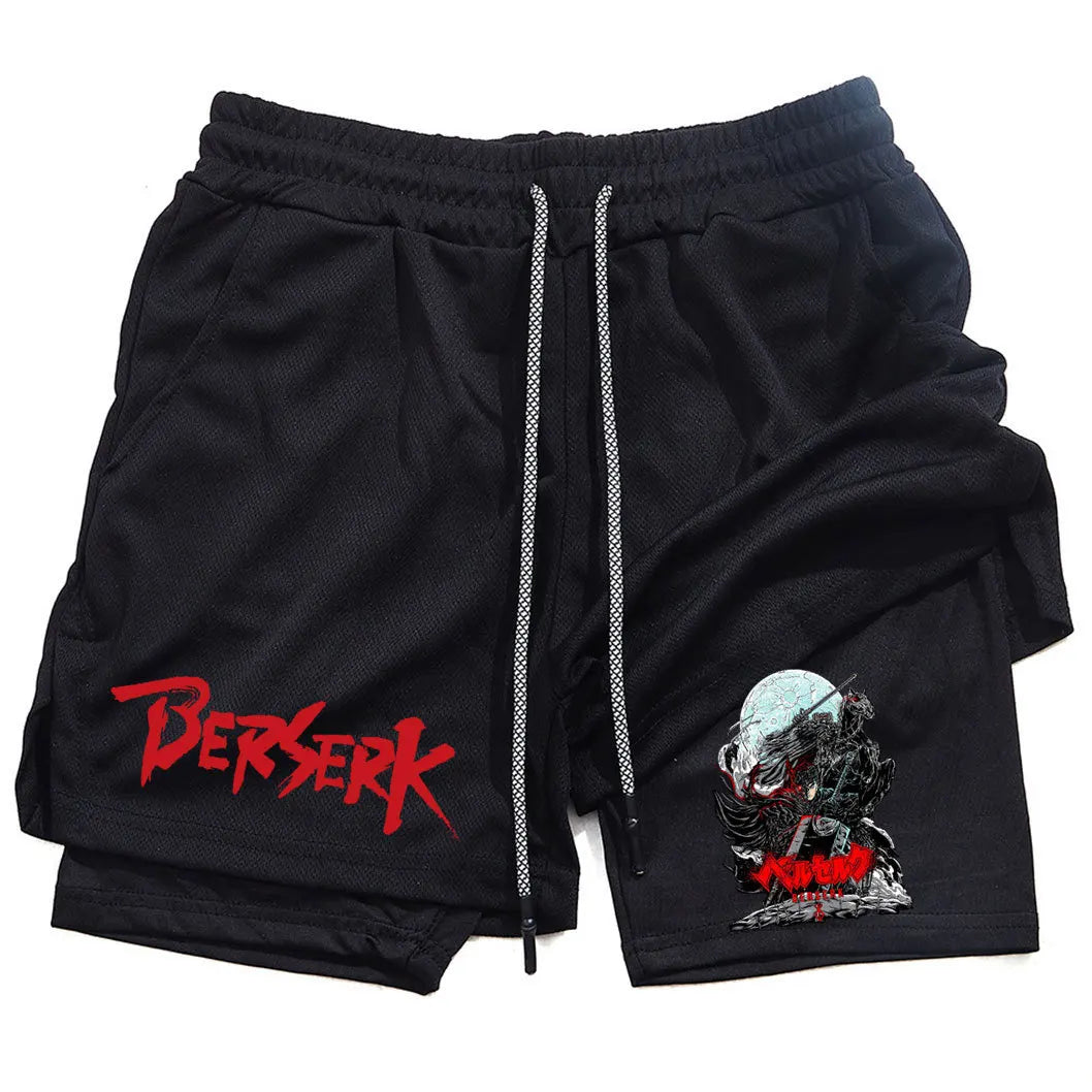 Anime Berserk Print Men’s 2-in-1 Running Shorts