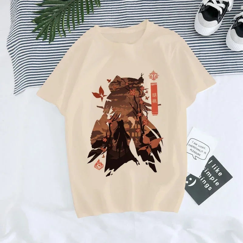 Genshin Impact Kawaii Graphic T-Shirt | Harajuku Anime Tee for Women