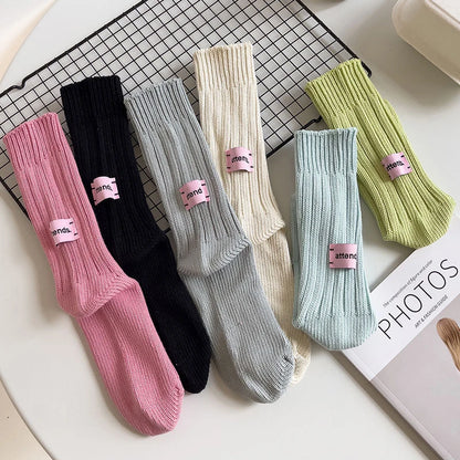 Korean Knitted Middle Tube Cotton Socks