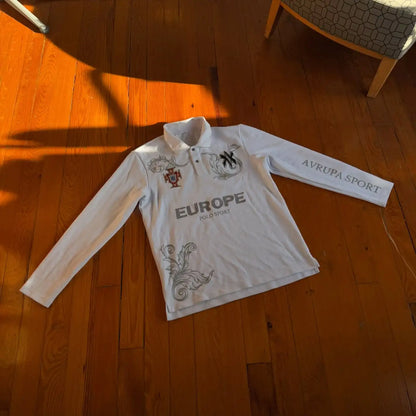 Y2k Polo Shirt Casual Loose Pattern Embroidery Long Sleeve T Shirts Street Sweatshirt Mens Baseball Clothing Lapel Golf Jersey