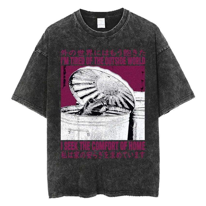 Retro Frog Print Oversized T-Shirt | Funny Japanese Style Tee