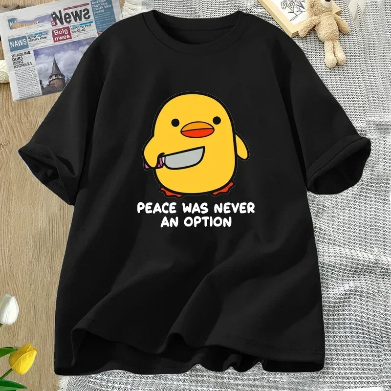 “Peace Was Never An Option” Goose Graphic T-Shirt – Women’s Short Sleeve Tee
