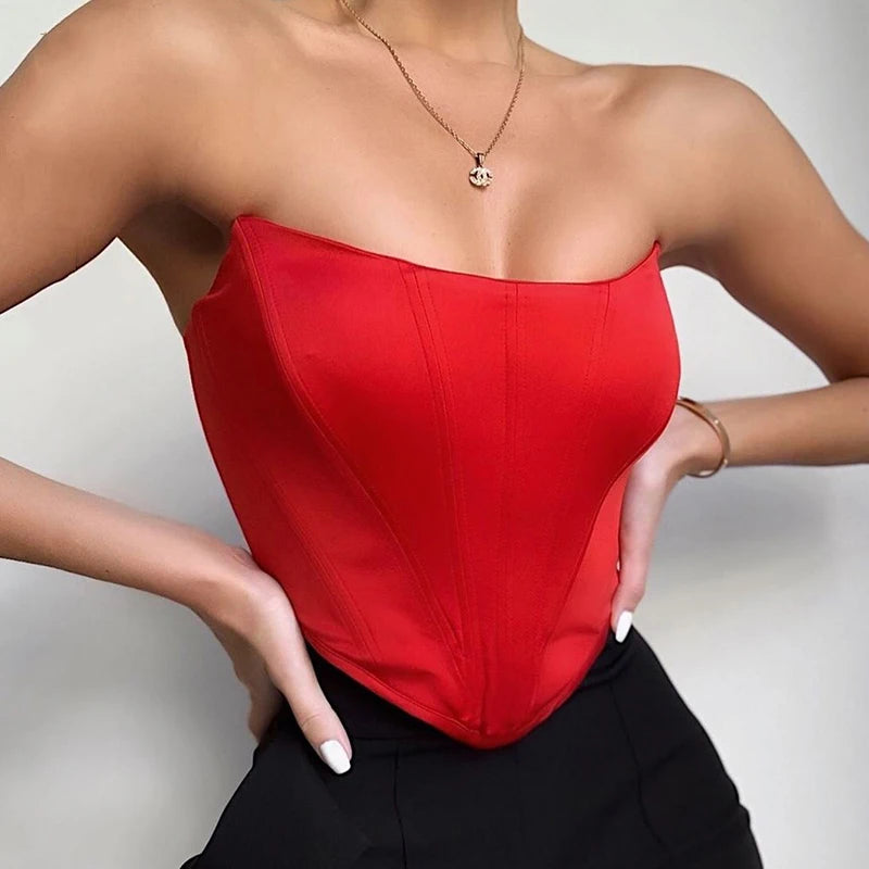 Velvet Off-Shoulder Corset Crop Top