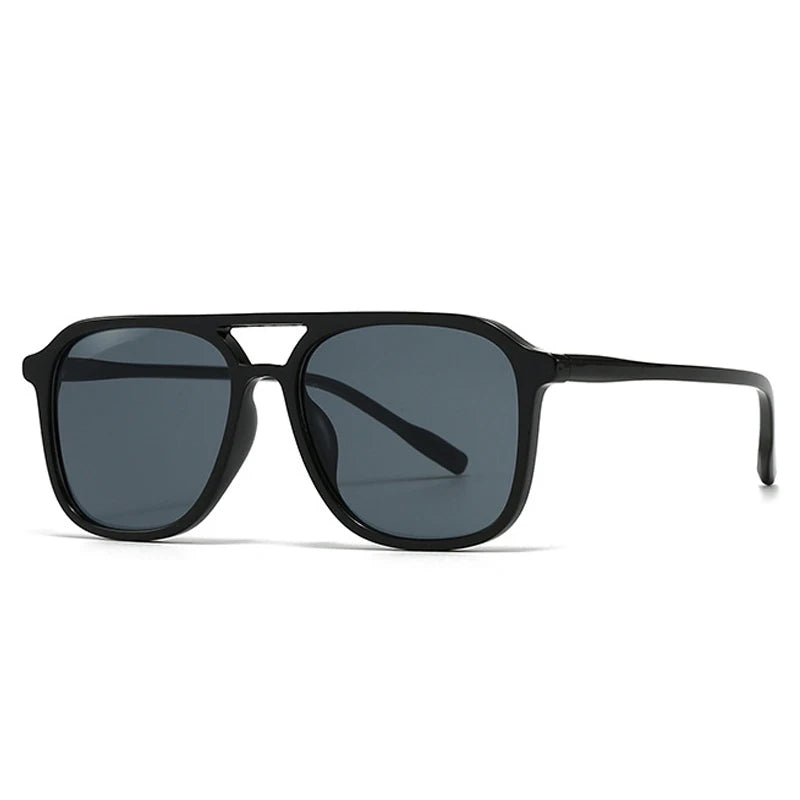 Retro Double Bridge Square Sunglasses – Fashion Gradient UV400 Shades
