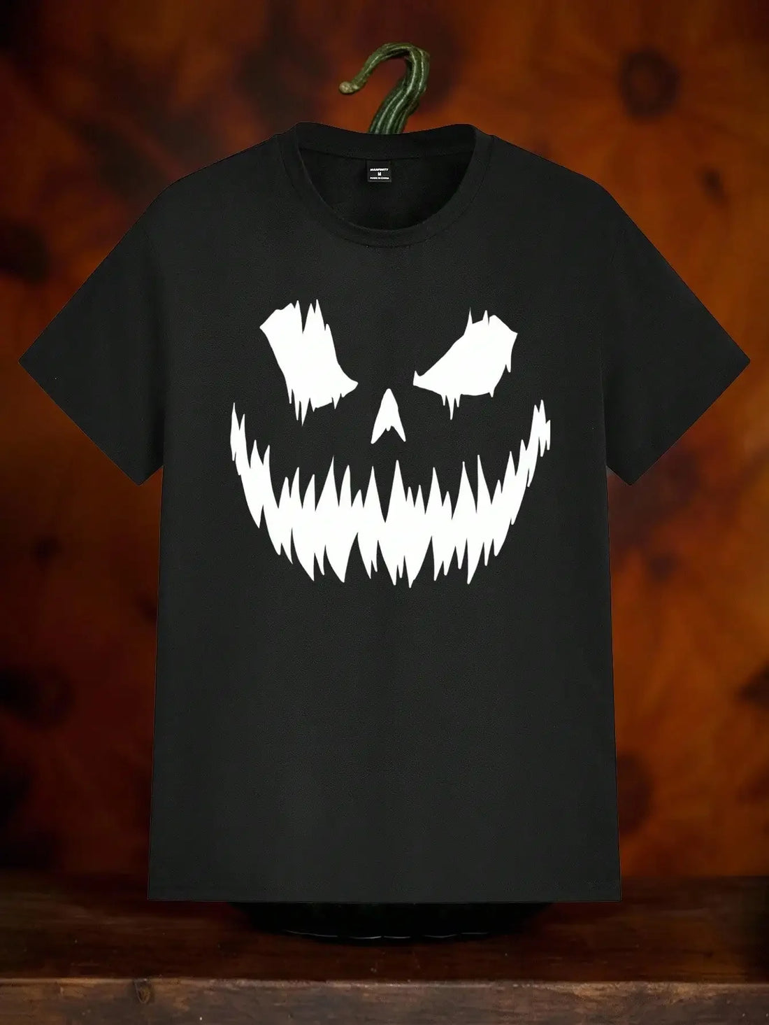 2025 Halloween Pumpkin Face Silhouette Print Casual Men&