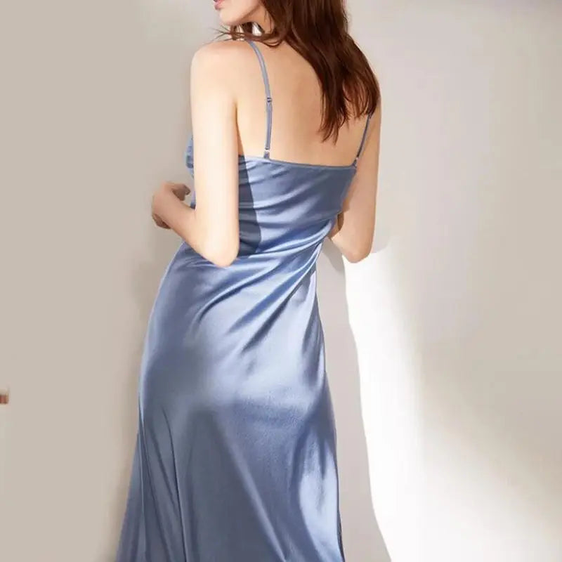 Chic Adjustable Strap Satin Maxi Dress for Women