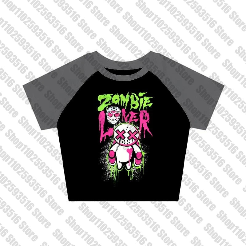 Y2K Anime Letter Crop Top for Women